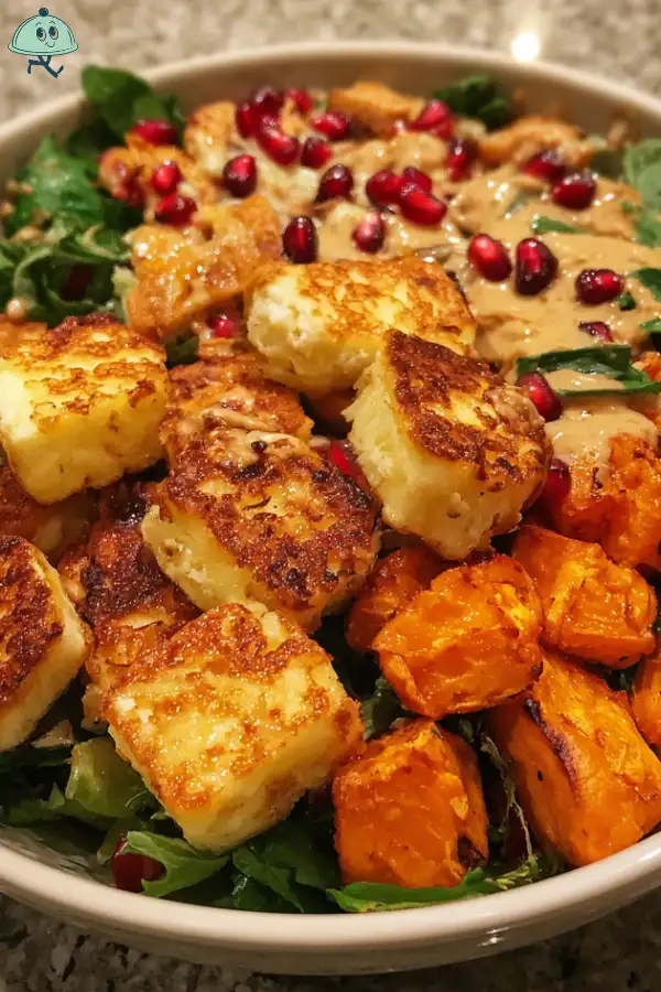 Air Fryer Halloumi and Sweet Potato Bowl is delicious!