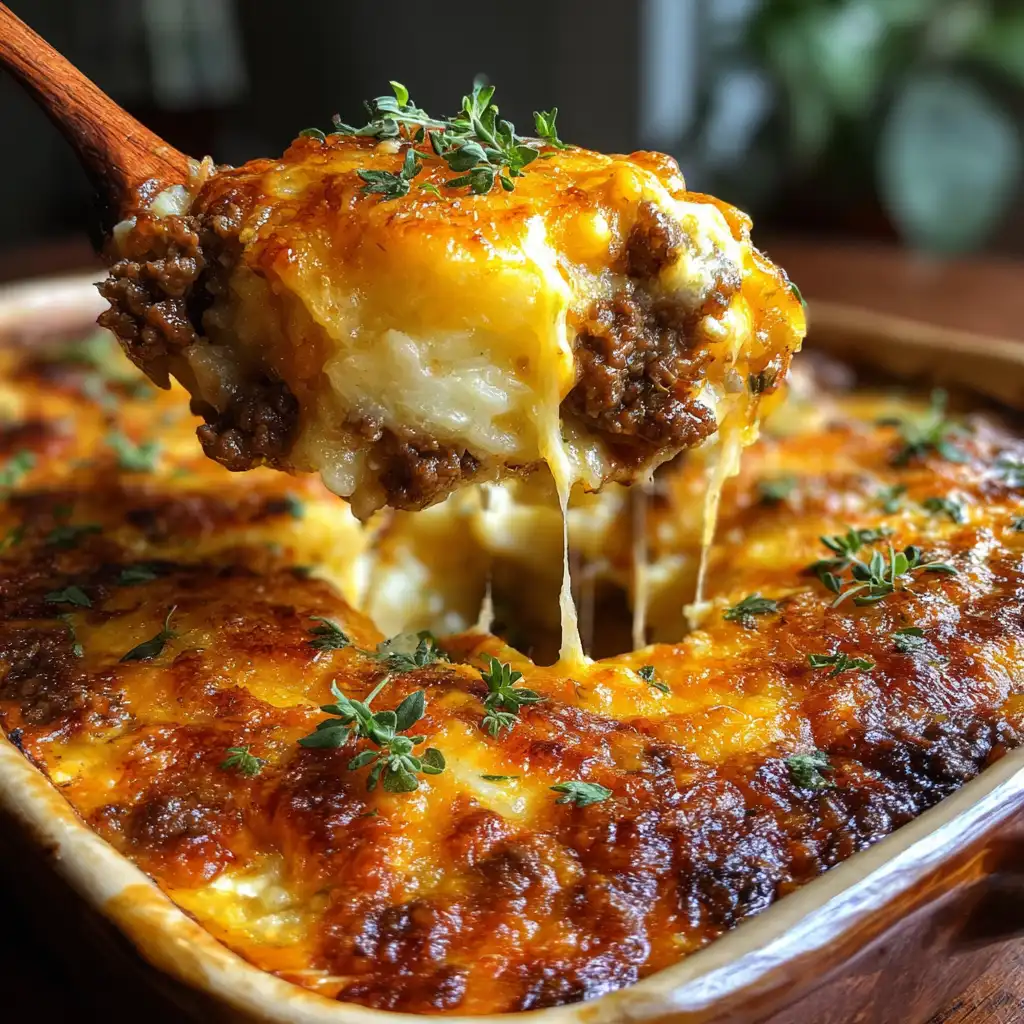 Cheesy Beef and Potato Casserole Recipe that Delights!