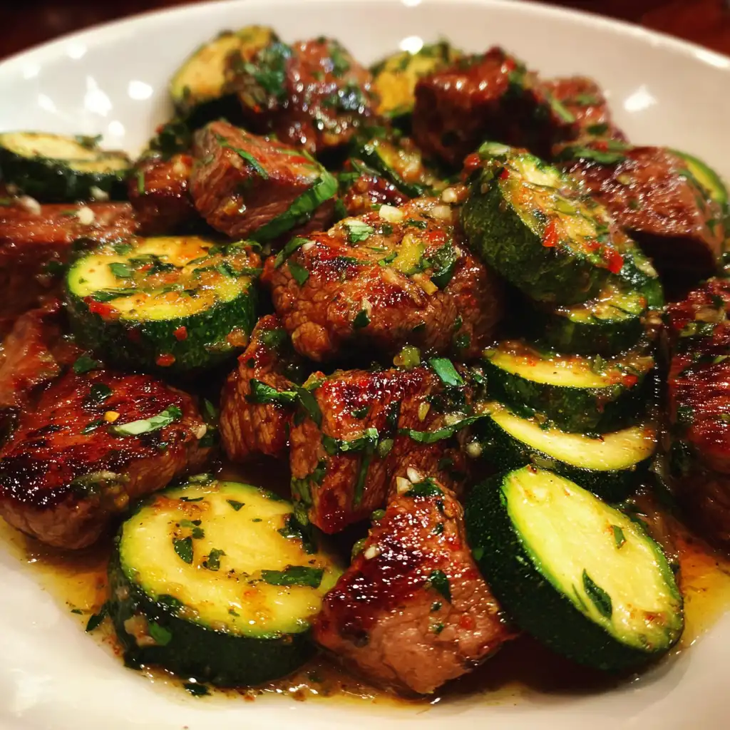 Garlic Butter Steak Bites and Zucchini will amaze you!
