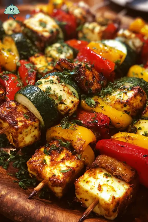 Grilled Halloumi and Veggie Skewers are a must-try delight!