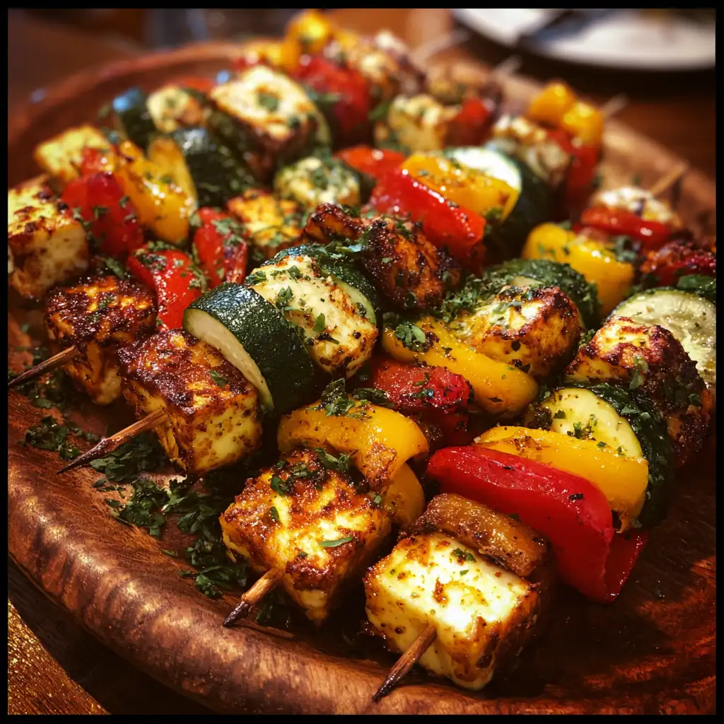 Grilled Halloumi and Veggie Skewers are a must-try delight!