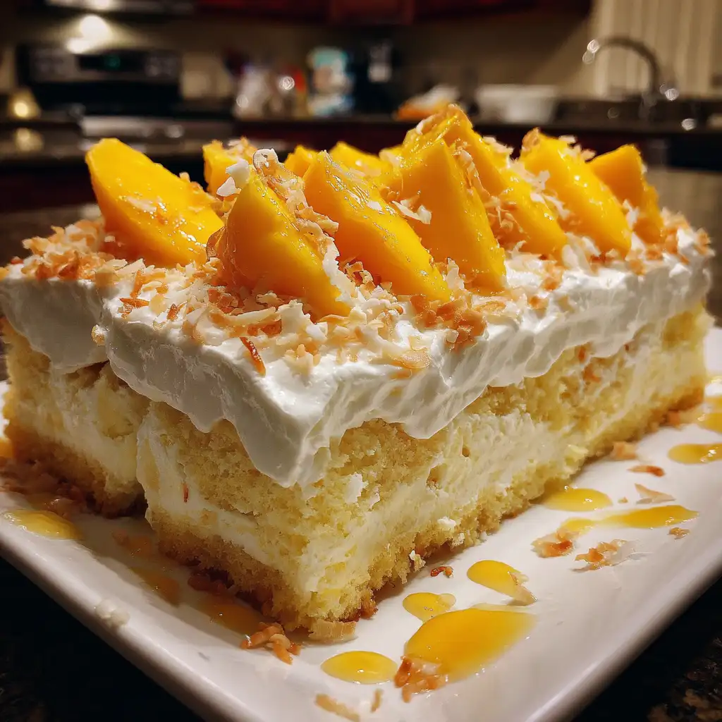 Mango Coconut Tres Leches Cake Recipe A Tropical Delight!