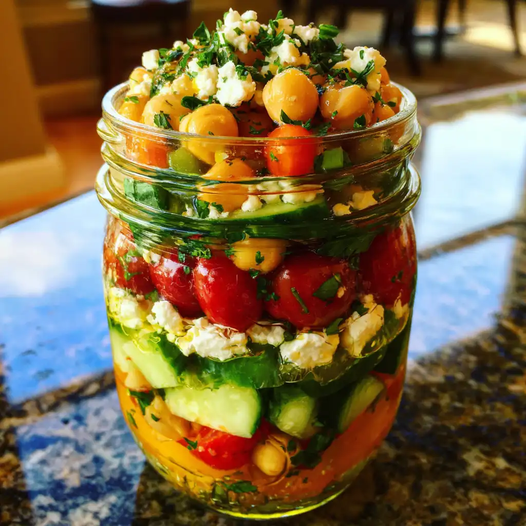 Mediterranean Chickpea Salad Jars are a must-try!