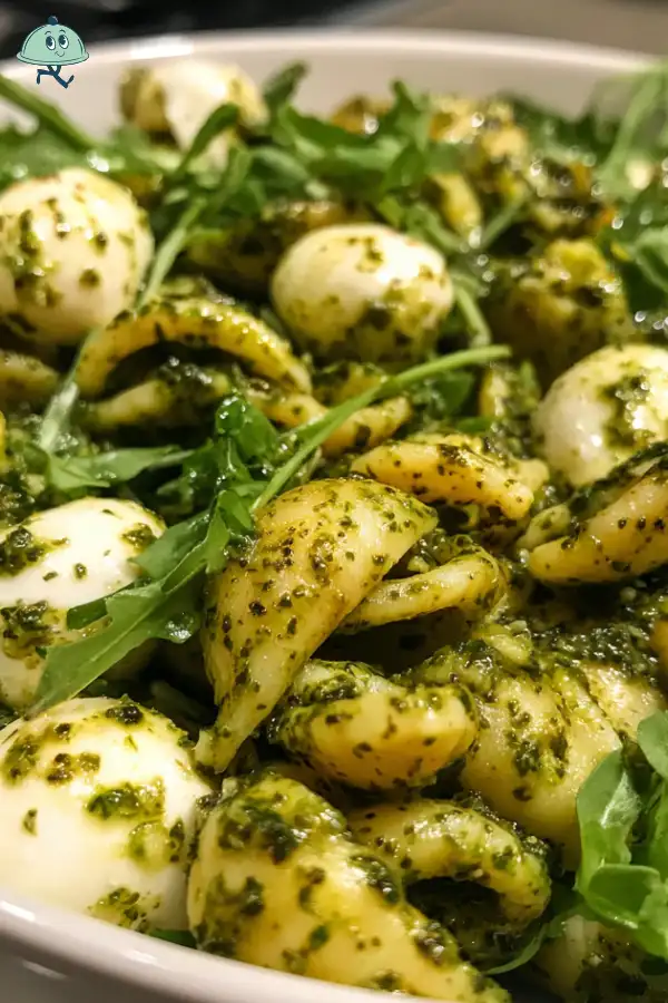 Pesto Pasta Salad with Mozzarella and Arugula Recipe delights!
