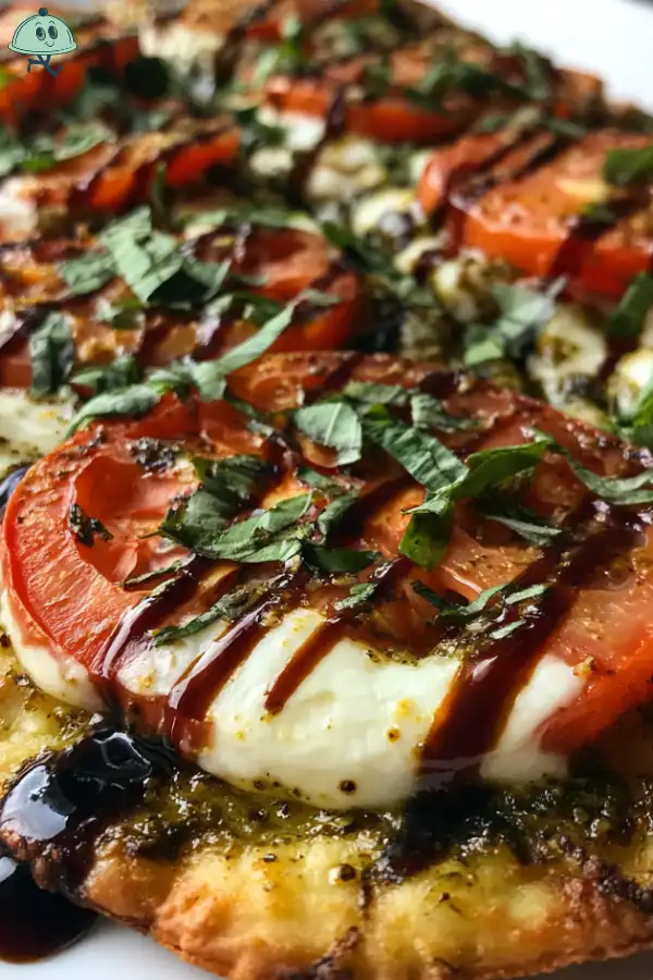 Caprese Flatbread with Pesto and Balsamic Glaze Recipe
