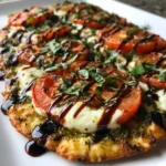 Caprese Flatbread with Pesto and Balsamic Glaze Recipe
