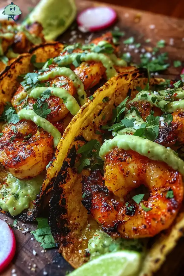 Chili Lime Shrimp Tacos with Avocado Crema are irresistible!
