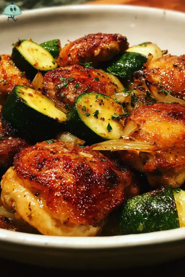 Crispy Chicken with Zucchini and Shallots
