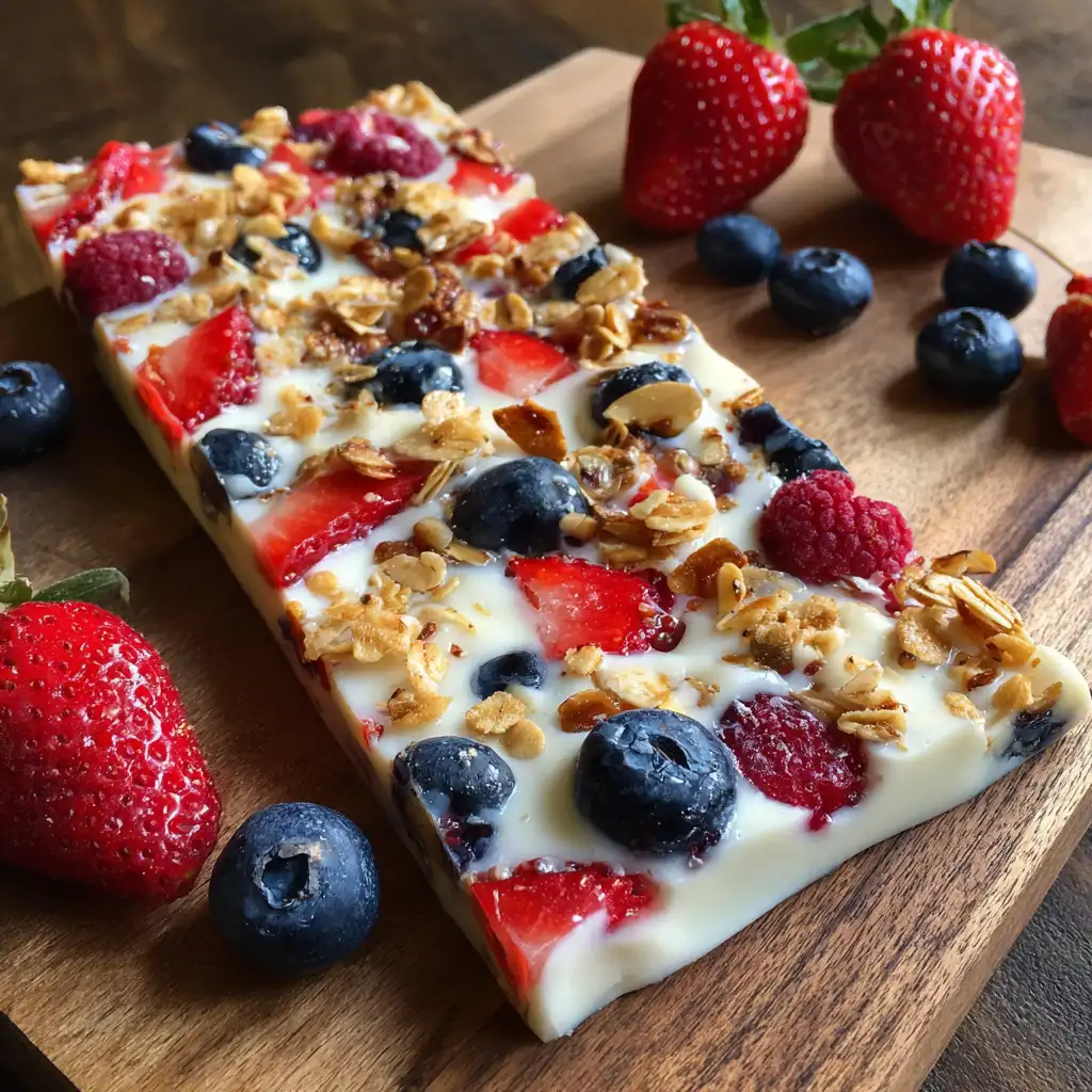 Frozen Yogurt Bark with Berries and Granola is a must-try!