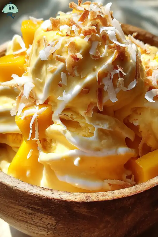 No-Churn Mango Coconut Ice Cream