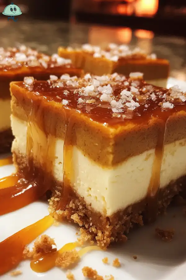 Salted Caramel Pumpkin Cheesecake Bars

