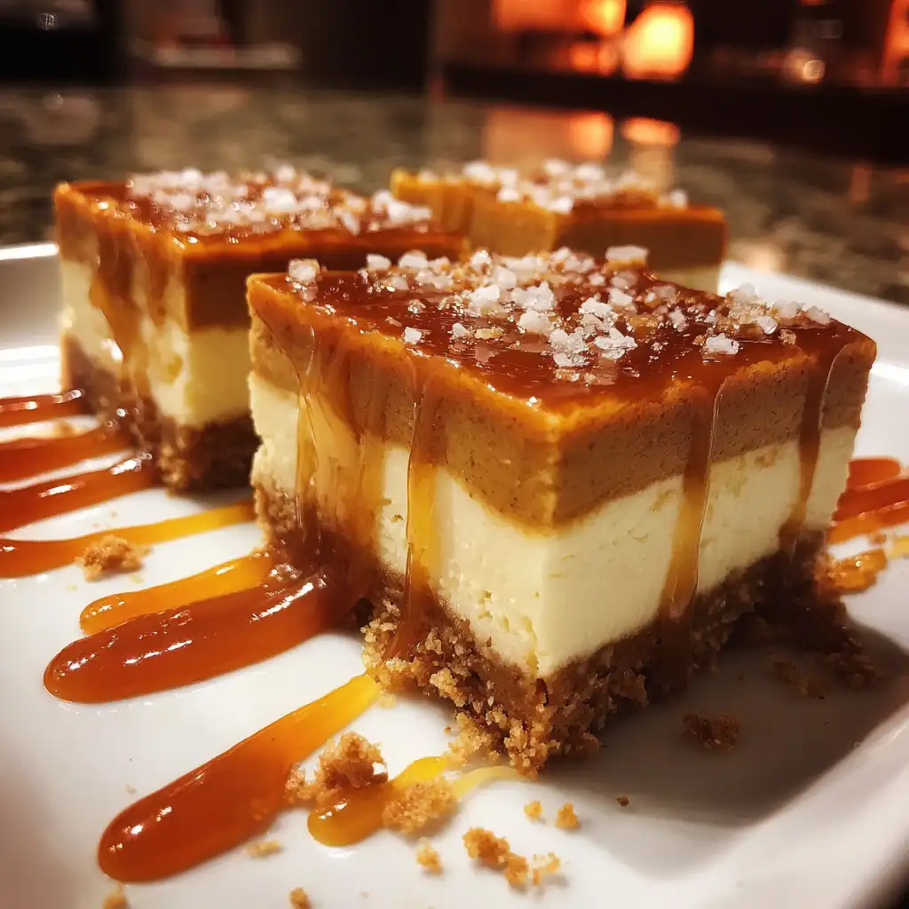 Salted Caramel Pumpkin Cheesecake Bars