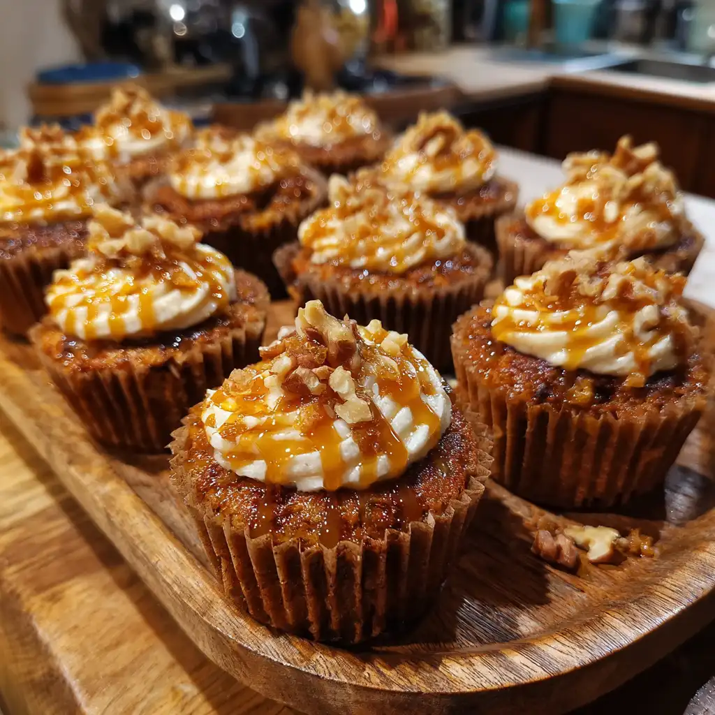Spiced Carrot Date Cupcakes with Ginger Syrup