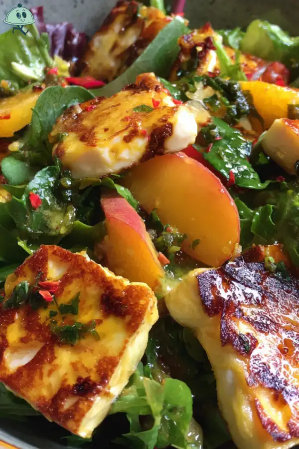 Spicy Peach Grilled Halloumi Salad is a must-try delight!