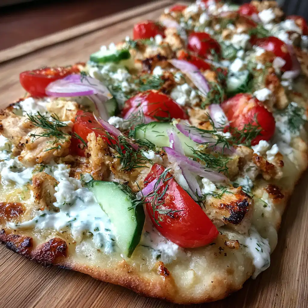 Tzatziki chicken naan pizza recipe