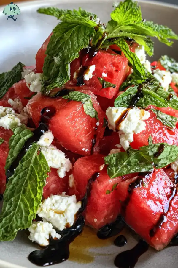 Watermelon Feta Salad with Mint & Balsamic Glaze