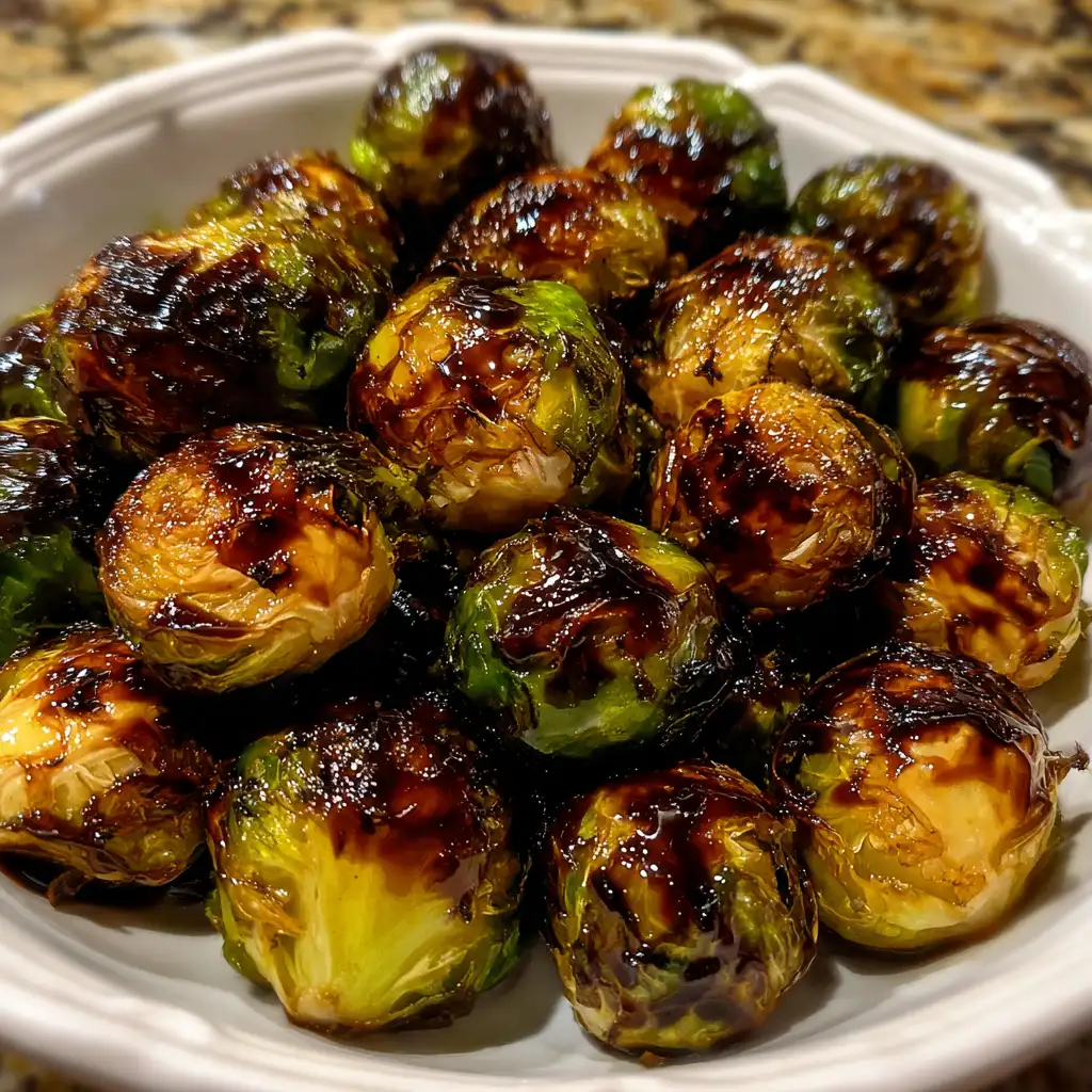 Air Fryer Brussels Sprouts with Balsamic Glaze