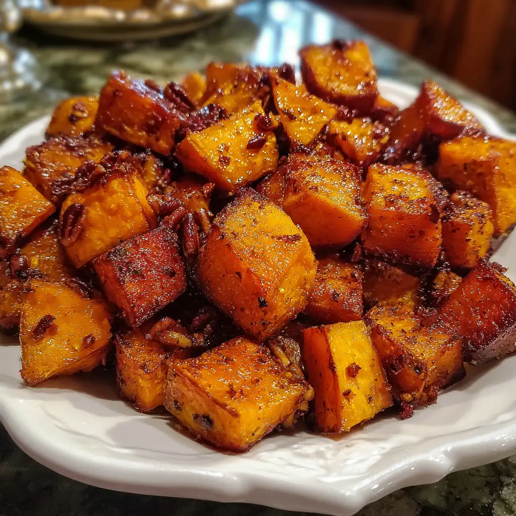 Air Fryer Maple Pecan Sweet Potato Cubes