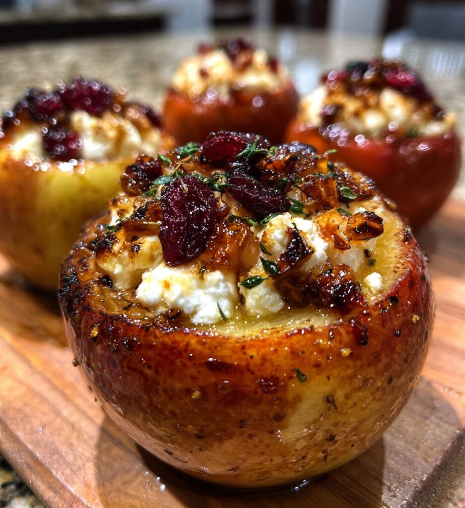 Baked Apples with Feta, Honey, and Cranberries