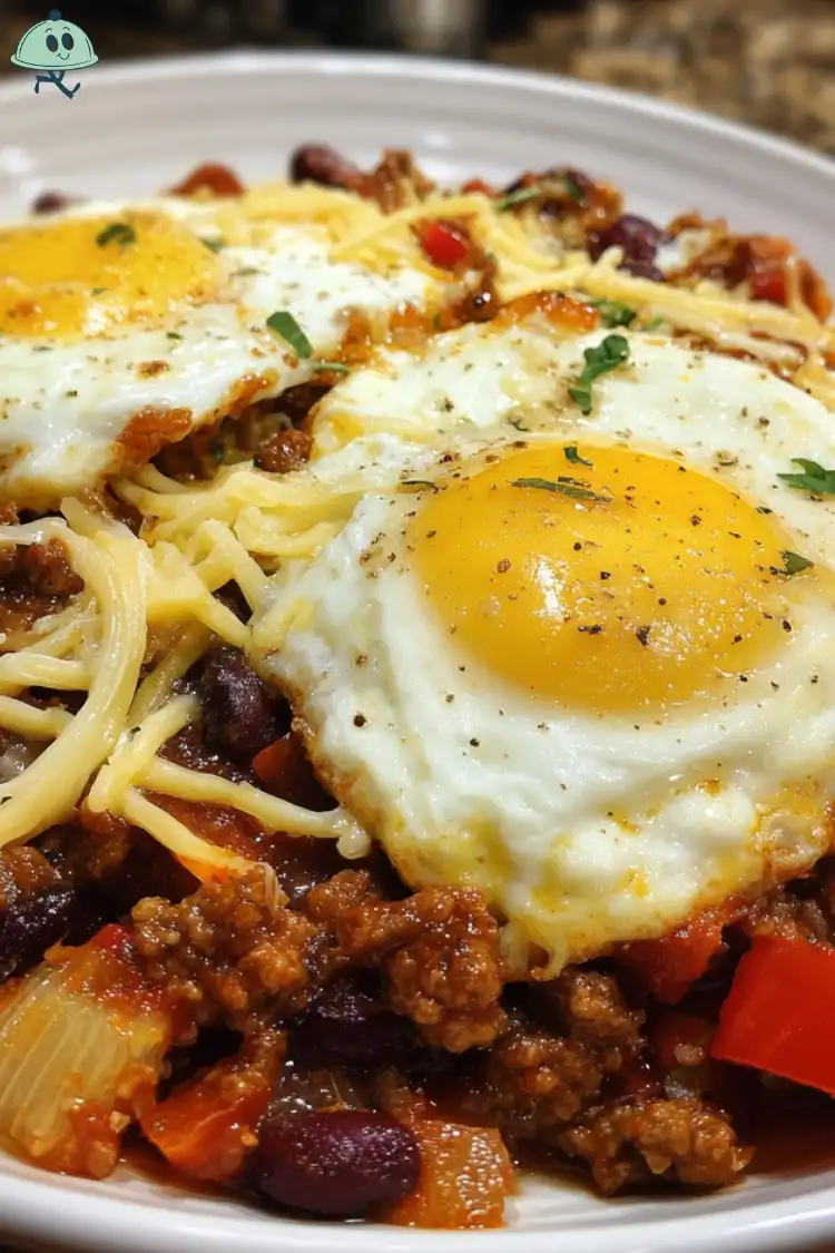 Breakfast chili with eggs