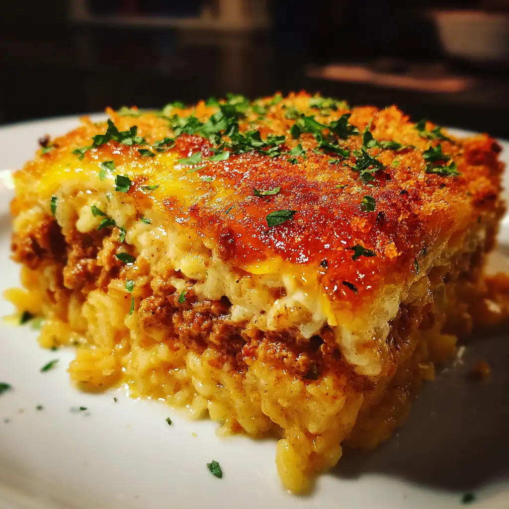 Cheesy Ground Beef Rice Casserole