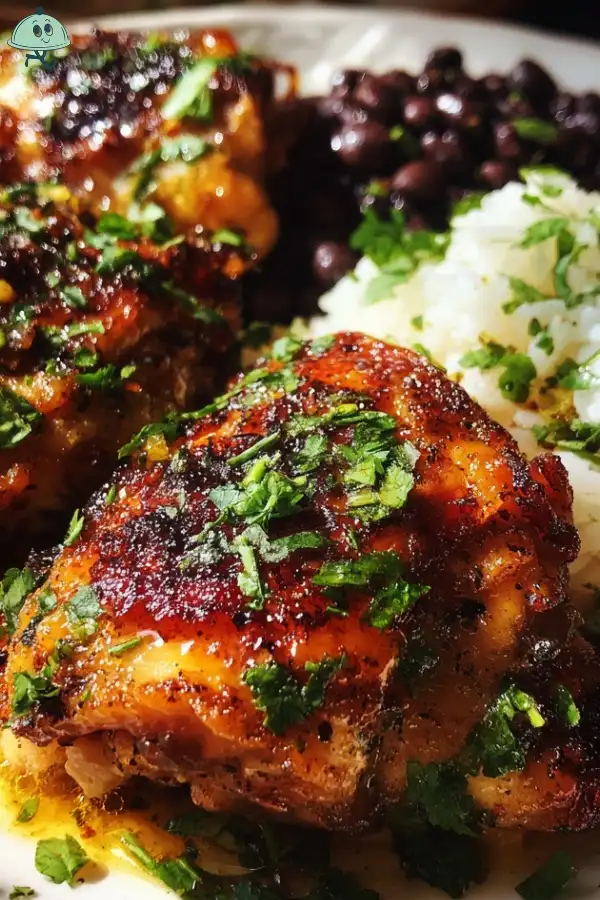 Cilantro orange chicken with rice and beans recipe