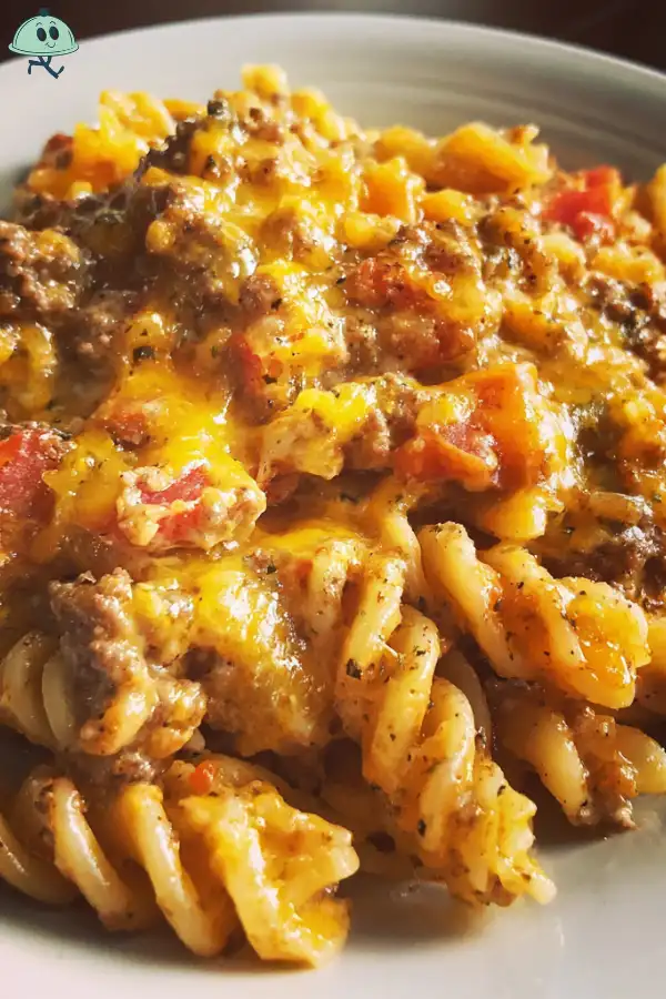 Creamy Rotel pasta with ground beef recipe