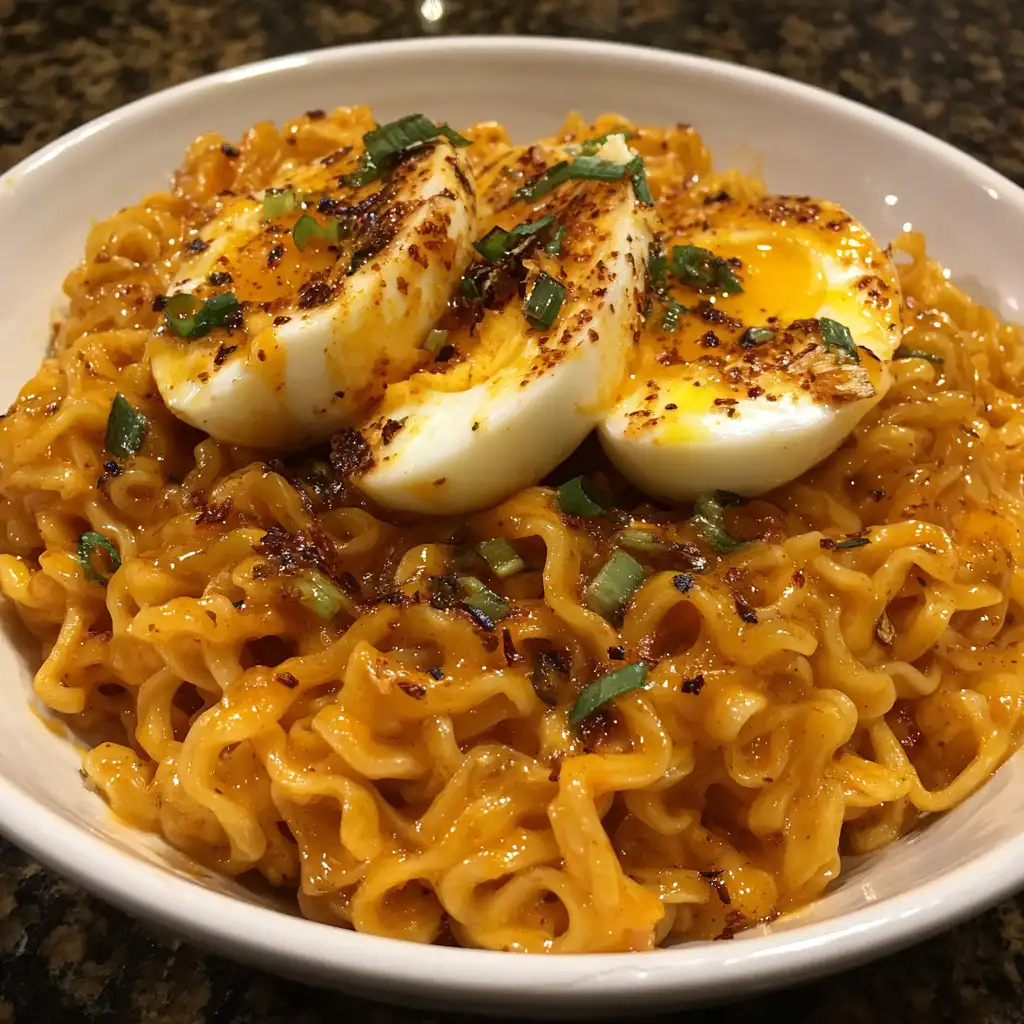Creamy buldak ramen with egg recipe