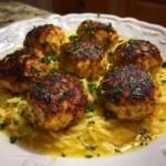 Lemon chicken ricotta meatballs with garlic orzo recipe