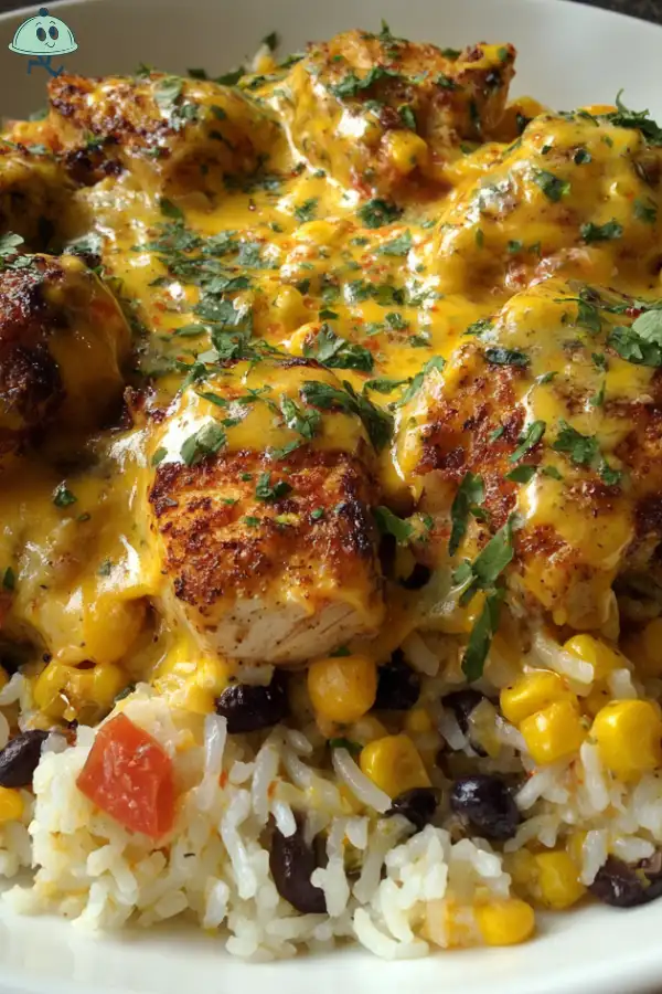 Mexican queso chicken and rice recipe