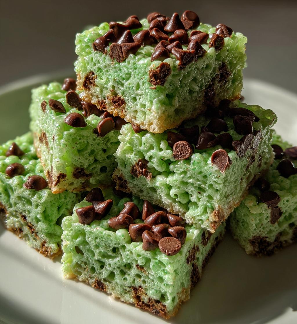 Mint Chocolate Chip Rice Krispie Treats - detail 1