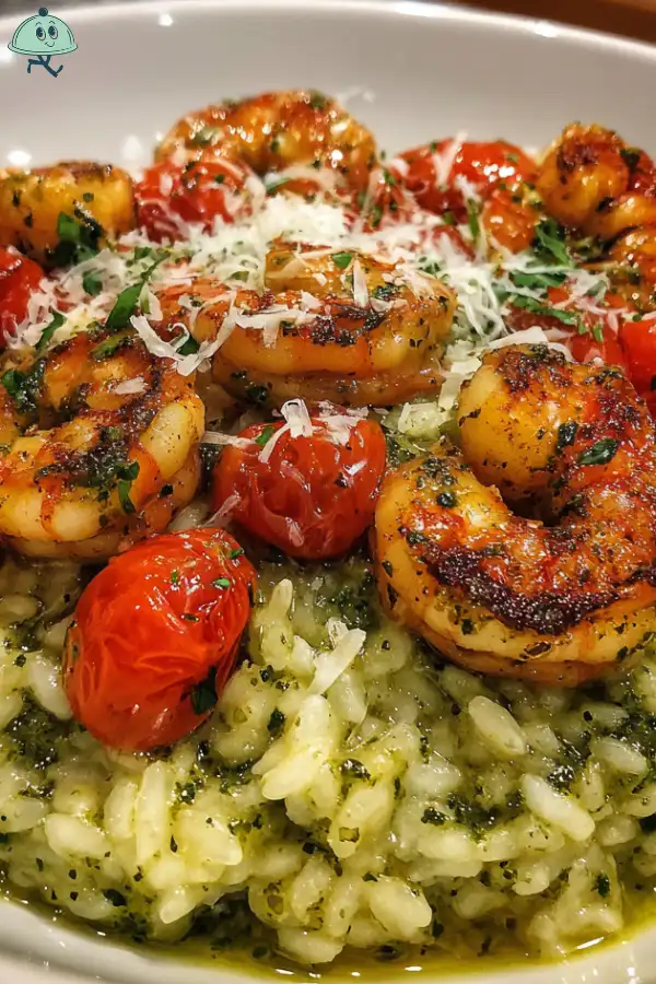 Pesto Shrimp Parmesan Risotto