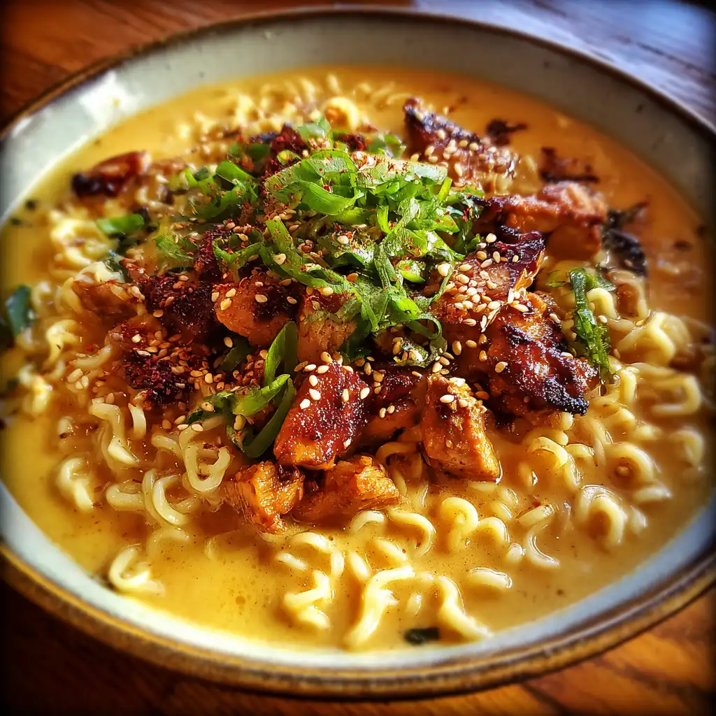 Spicy Chicken Ramen Bowl with Cream Sauce