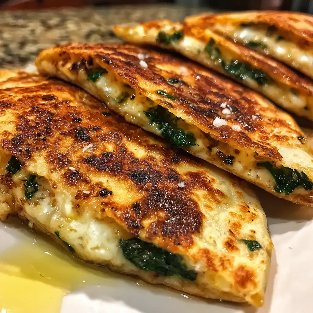 Spinach feta quesadillas