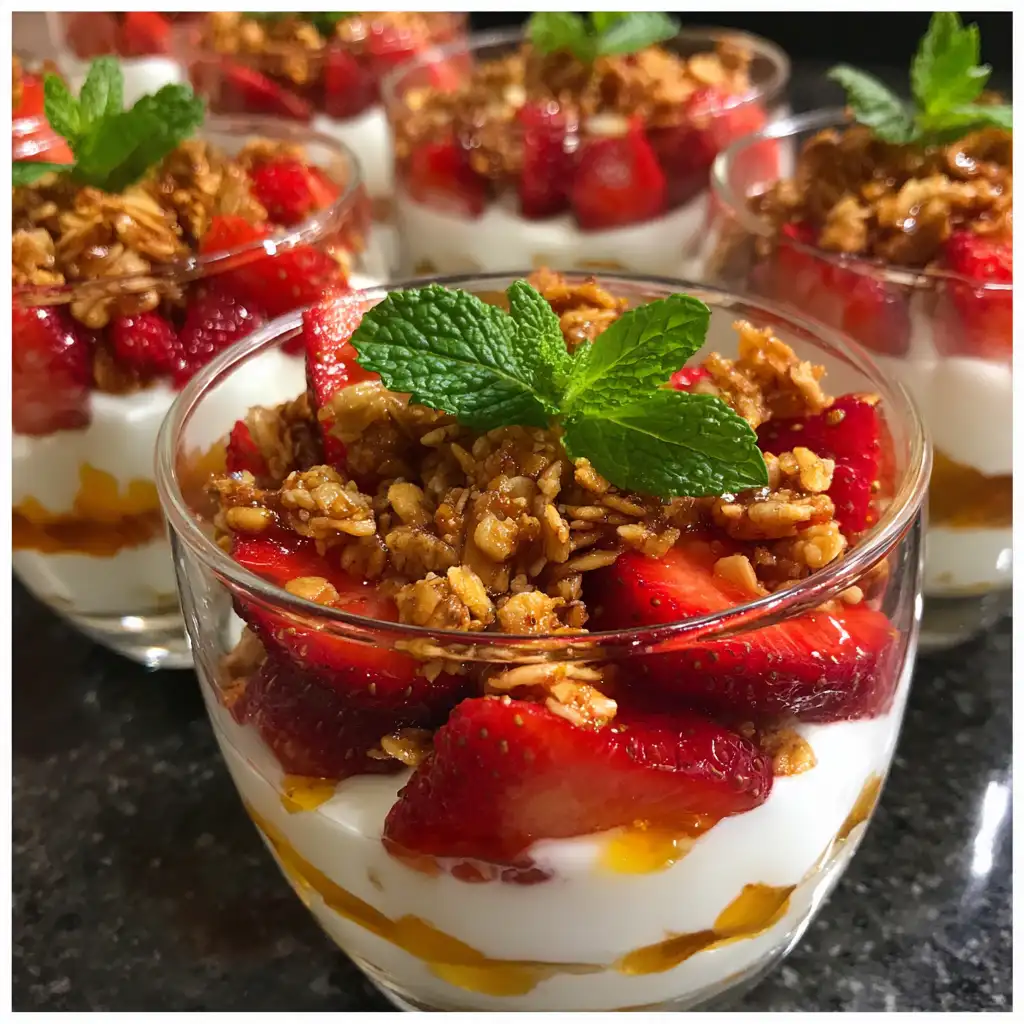 Strawberry shortcake yogurt bowls