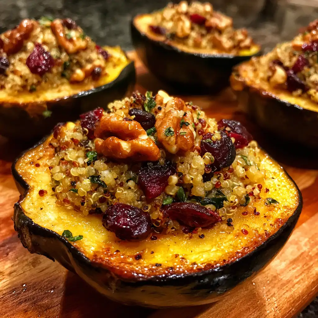 Stuffed Acorn Squash with Quinoa and Cranberries
