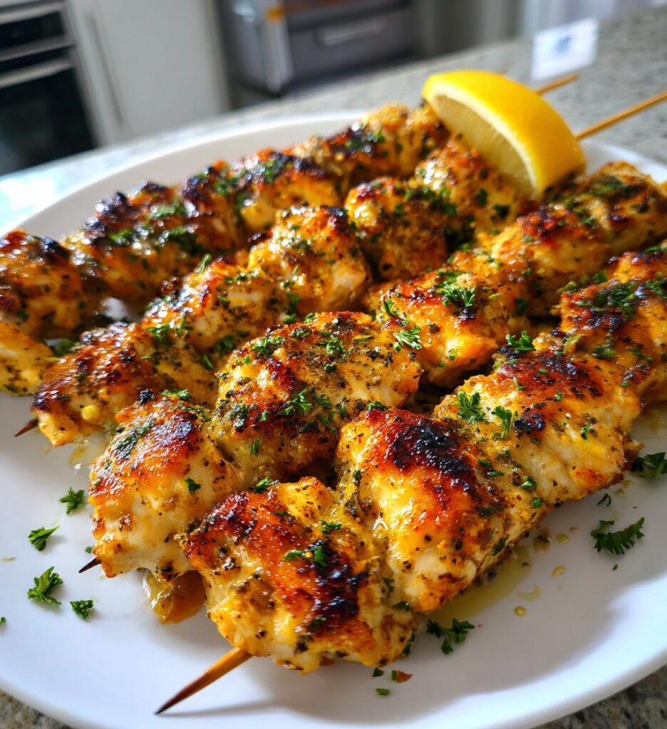air fryer lemon pepper chicken skewers