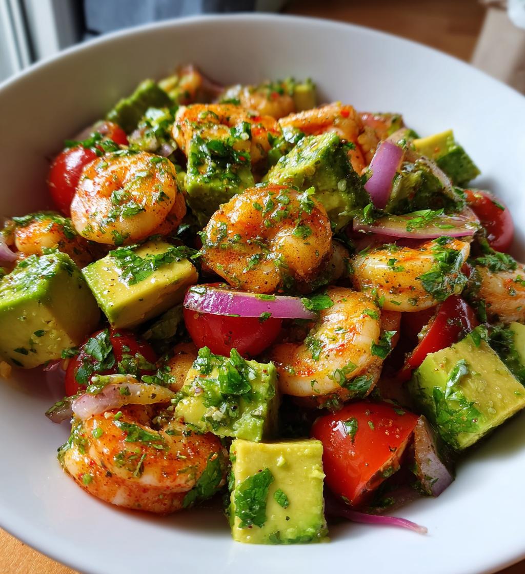 avocado salsa shrimp salad - detail 1