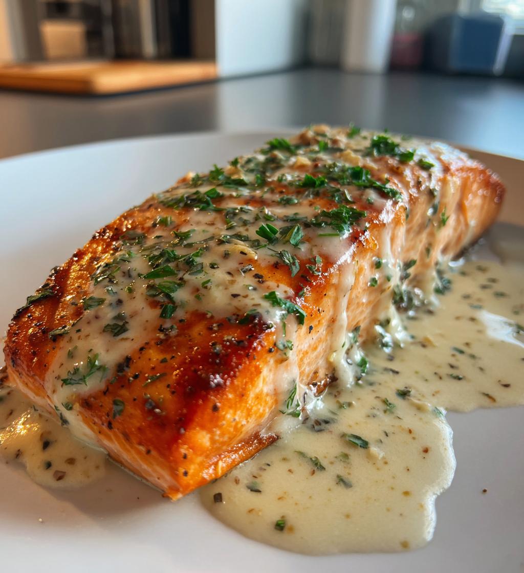 baked salmon with lemon butter cream sauce - detail 1