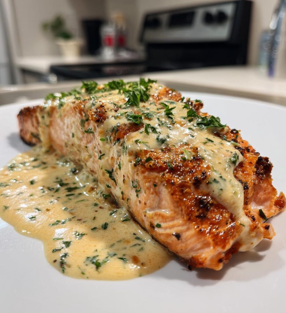 baked salmon with lemon butter cream sauce