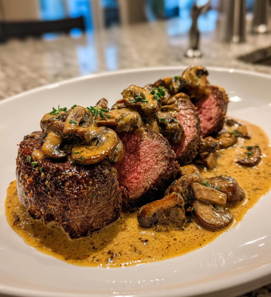 beef tenderloin with mushroom sauce