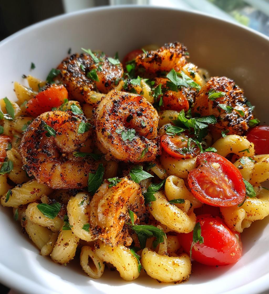 blackened shrimp cavatappi - detail 1