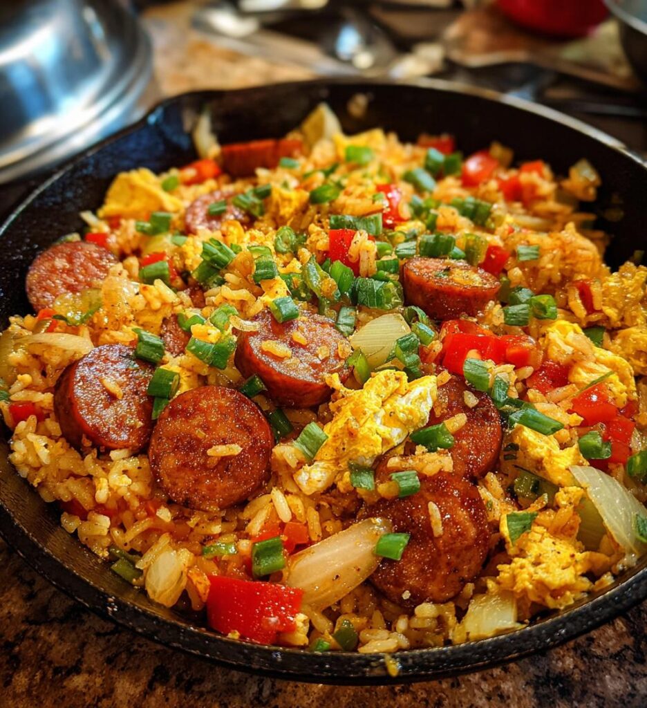 cajun sausage and rice skillet