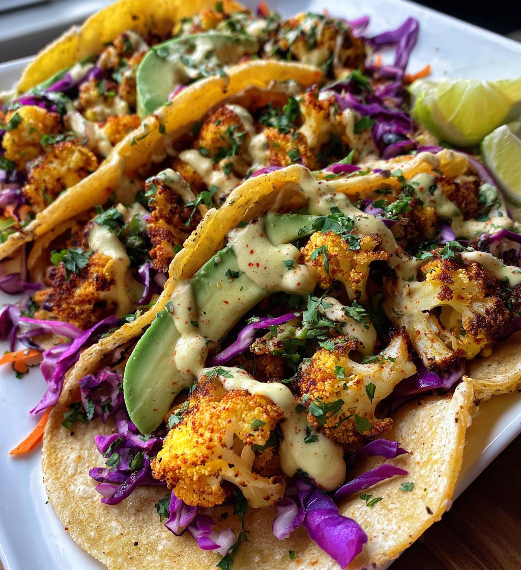 cauliflower tacos with cilantro lime crema - detail 1
