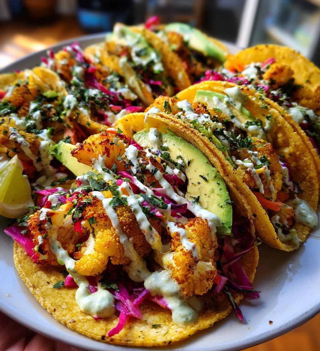 cauliflower tacos with cilantro lime crema