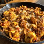cheesy beef enchilada tortellini skillet