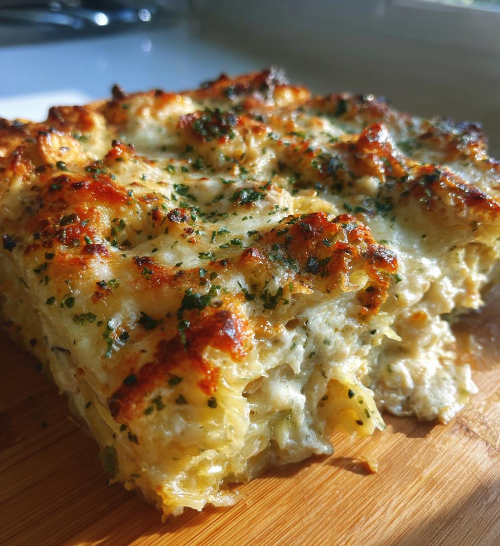 chicken alfredo spaghetti squash casserole - detail 1