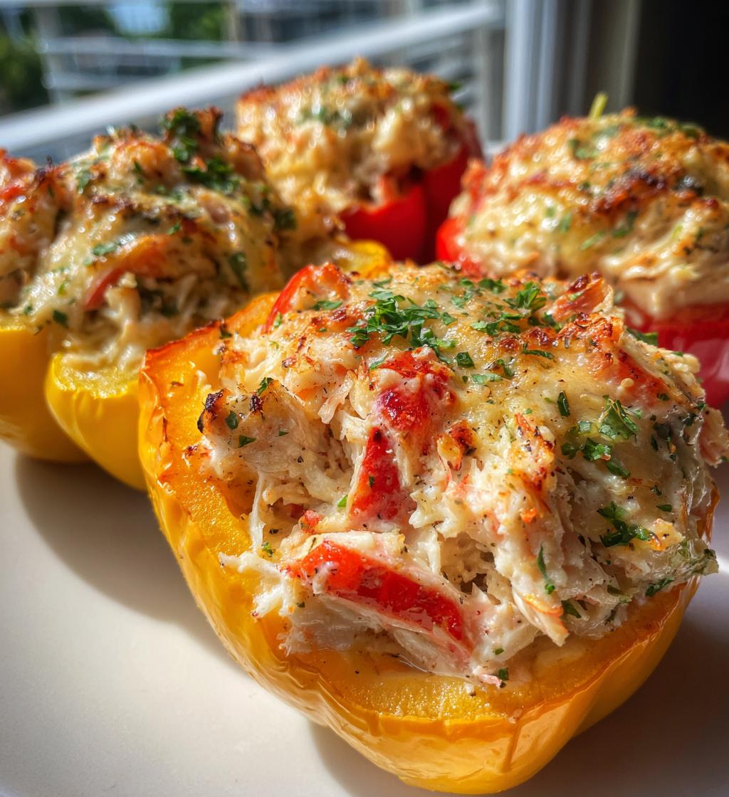 crab and shrimp stuffed bell peppers