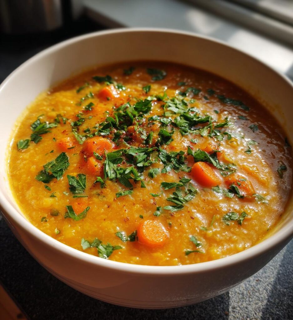 creamy carrot lentil soup