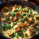 creamy chicken mushroom spinach skillet